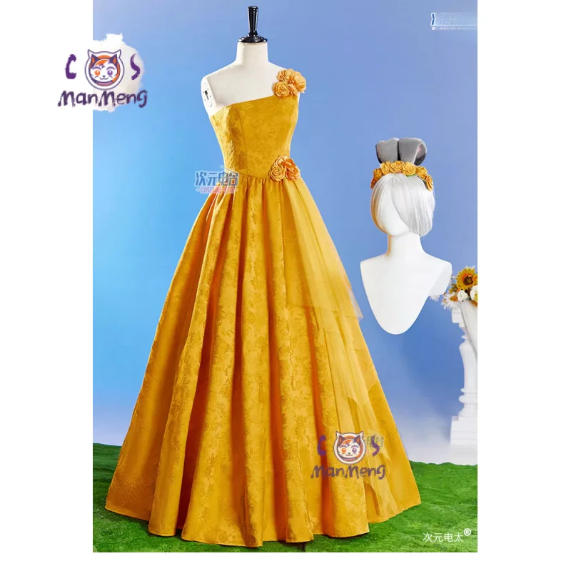 

Judy Hopps Cosplay Costume Anime Movie Officer Bunny Yellow Sweet Long Dress Halloween Christmas Women's Headwear Prop Set
