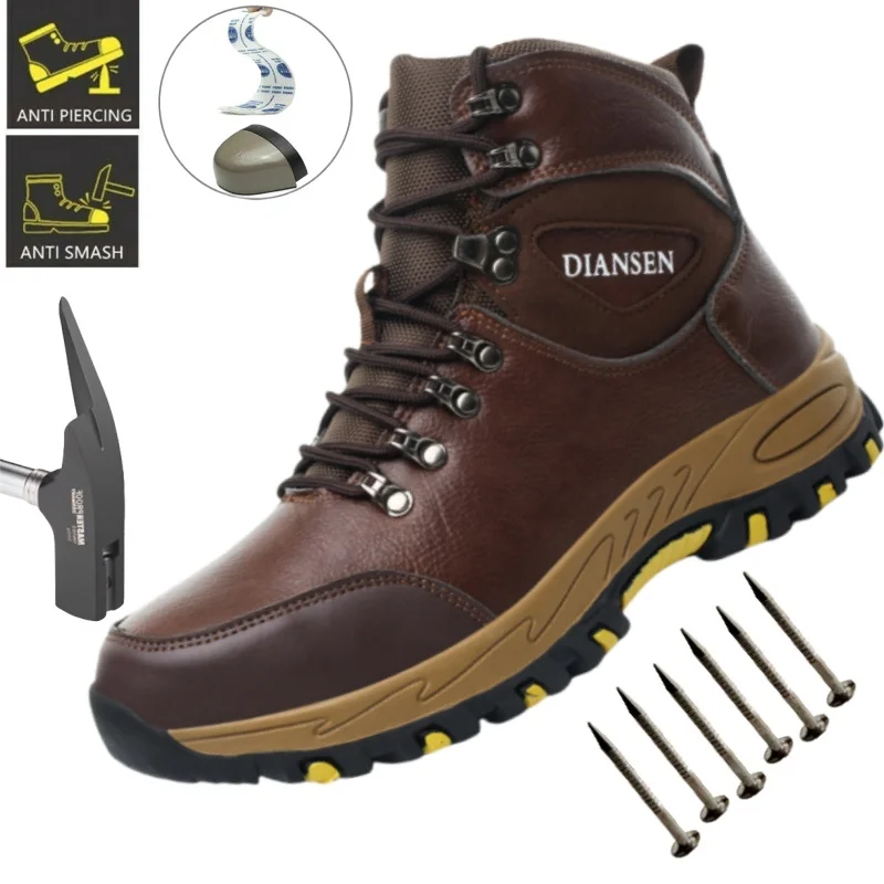 

Waterproof Non Slip Construction Work Shoes Men Work Boots Anti-puncture Indestructible Leather Safety Shoes Labor Top for Men