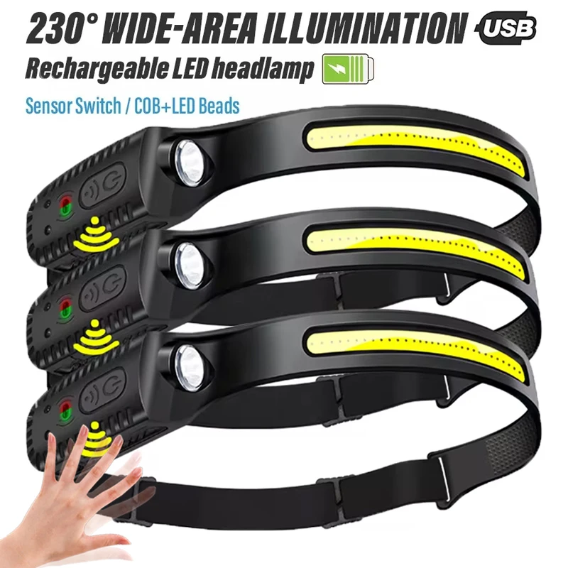 誘導ヘッドランプ-cob-led-センサーヘッドランプ-内蔵バッテリー懐中電灯-usb-充電式ヘッドトーチ-5-つの照明モードヘッドライト