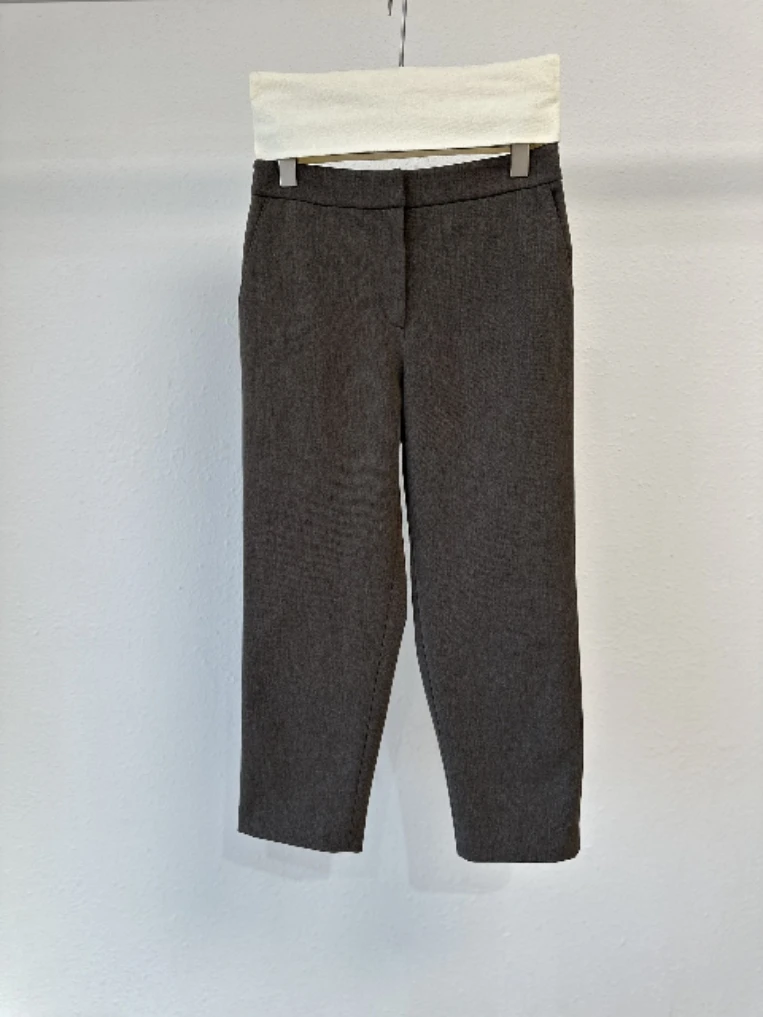 

Faionable Korean Sle High Waist Straight Leg Suit Pants Four Way Stretch Nine Tenths Length Commute Sle for Young Women