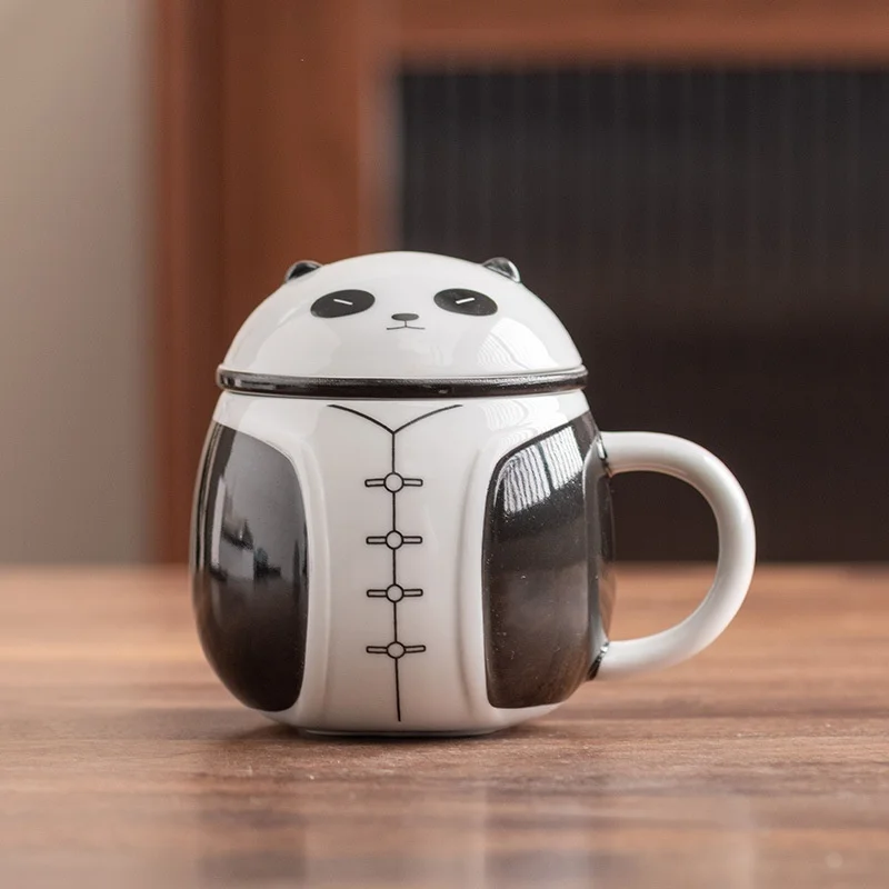 

BespritGift New Arrival Tea Set Panda Ceramic Tea Mug with Lid Business Gift Box Set for Office & Home Use Creative Tea Cup
