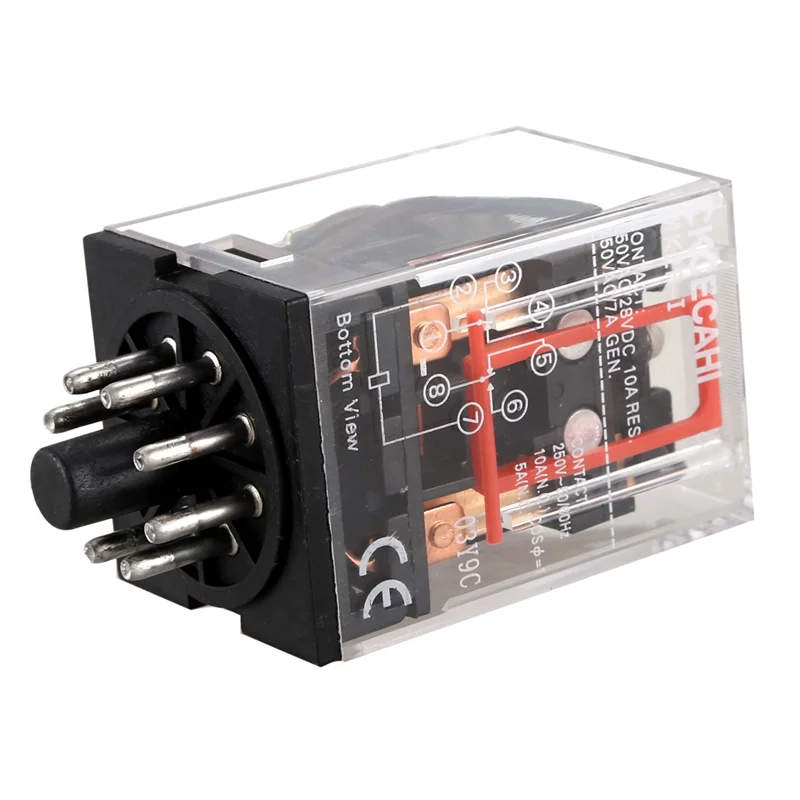 

4X MK2P-I Прозрачный корпус DPDT AC220V Гнездо силового реле катушки Base-B51B