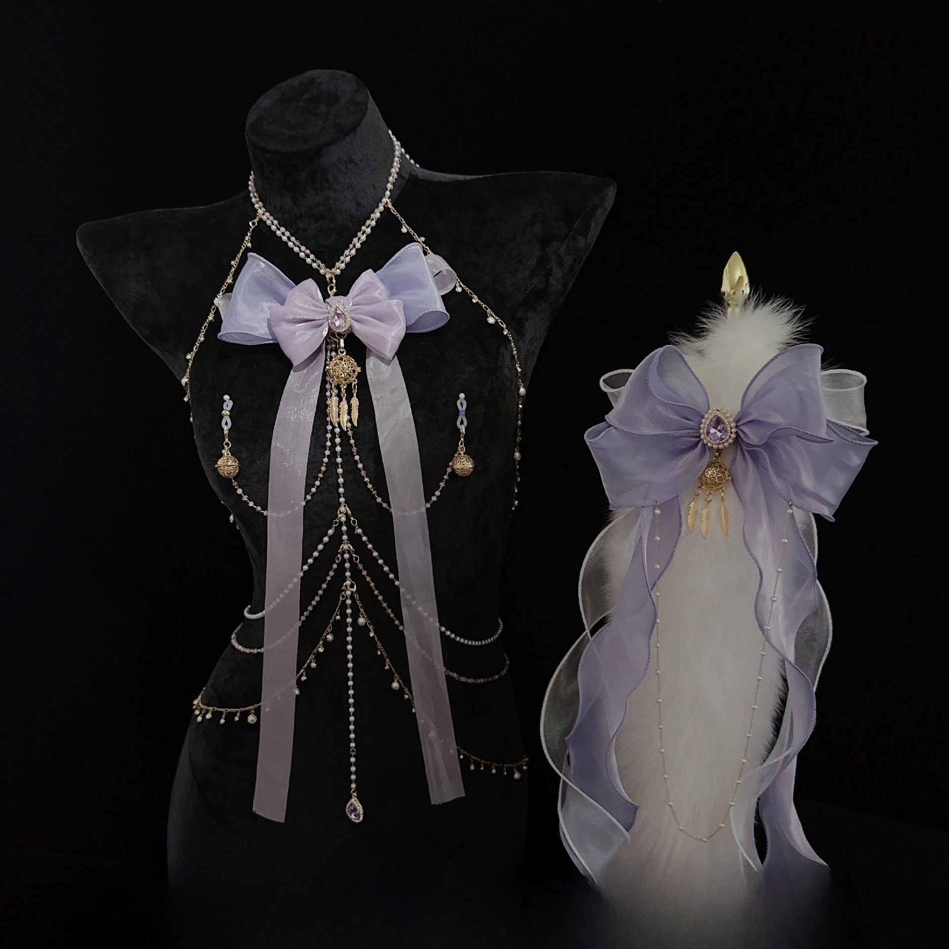 بيرليسسينت القوس كليب للحلمات والمهبل الفراء الحقيقي الذيل المكونات الشرج طوق متكاملة مثير اكسسوارات SM إغاظة ألعاب جنسية #3