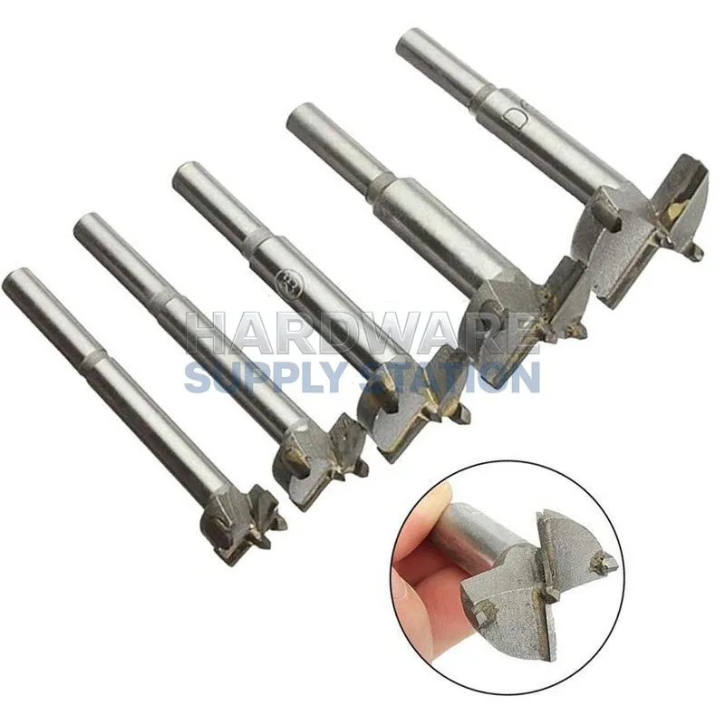 

5 Pcs 15-35mm Carbide Hole Saw Set, Positioning Reaming Accurate Drilling, Flat Wing Drill for Woodworking Decoration