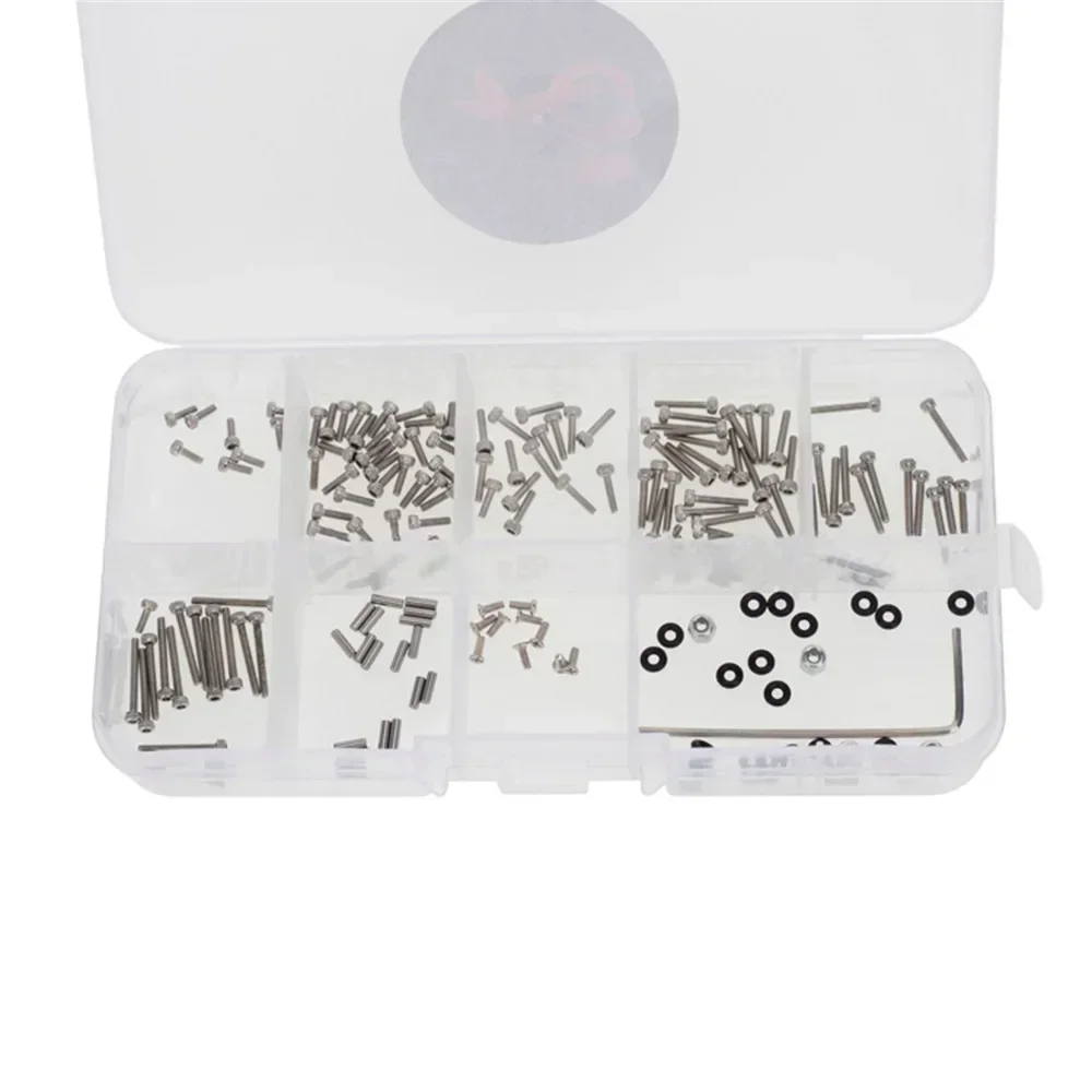 186PCS/set Screws Pins Repair Tools Kit with Storage Box 130x22x67mm for 1:24 Axial SCX24 RC Crawler Car Repair Parts