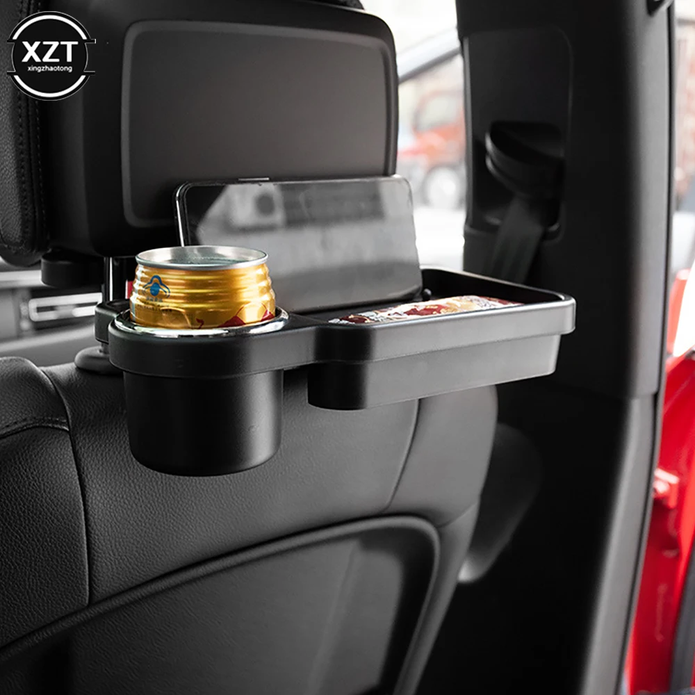 Car Headrest Drink Holder Stand Foldable Rear Seat Table Tray Organizer Car Folding Table Auto Drink Food Cup for Car Interior