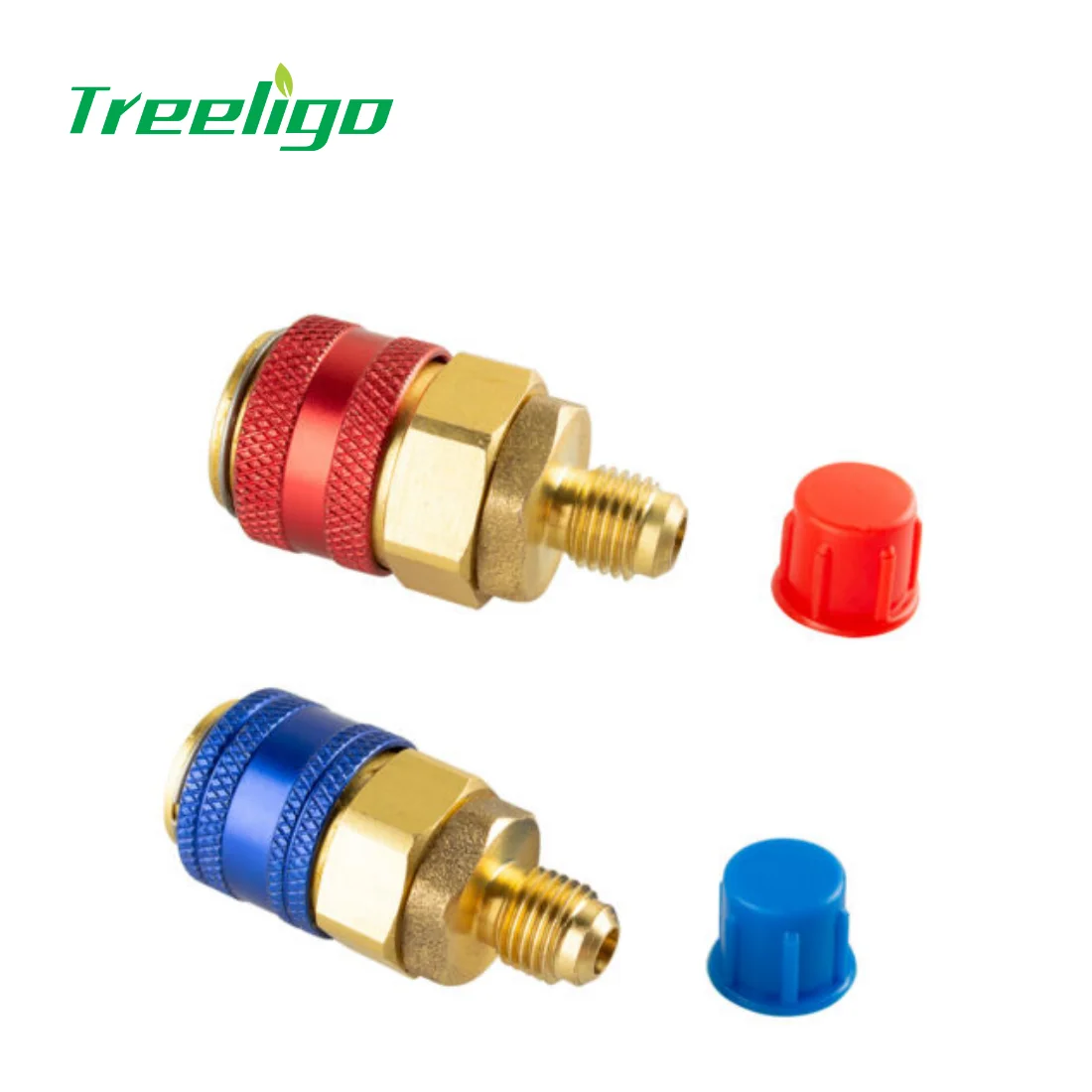 Treeligo 2Pcs R134A High and Low Pressure Adapters Quick Coupling Air Conditioner Coolant Adjustable Fluoride Quick Connector