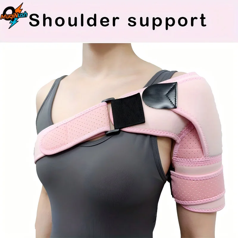 

MuqiNush Women and Men Shoulder Compression Sleeve Brace Adjustable Breathable Recovery Injuries for AC Joint Pain Relief Pink