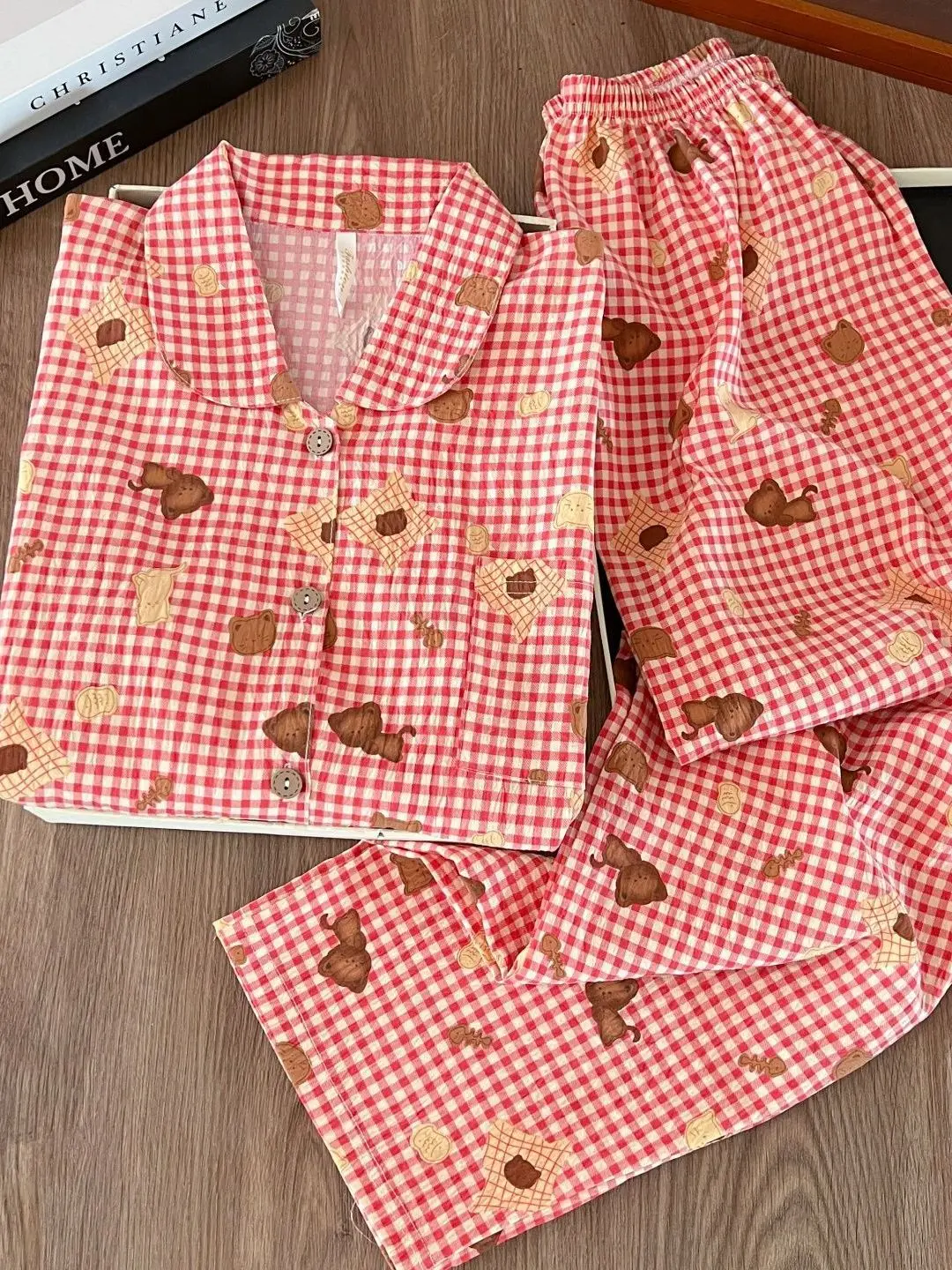 

Cute Bear Cloud Cotton Pajamas Women's Spring Autumn Thin Long Sleeve Home Comfortable Sleepwear Student Teenage Casual Outfit