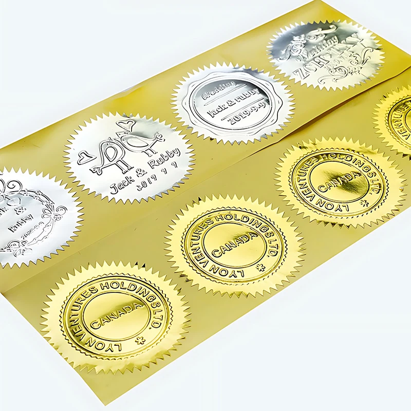 200 قطعة/الحزمة 45 مللي متر جولة والعتاد ملصق الذهب الفضة ذاتية اللصق الصلب ختم ملصقات المغلفات دعوة النقش ختم الدعائم ZYF