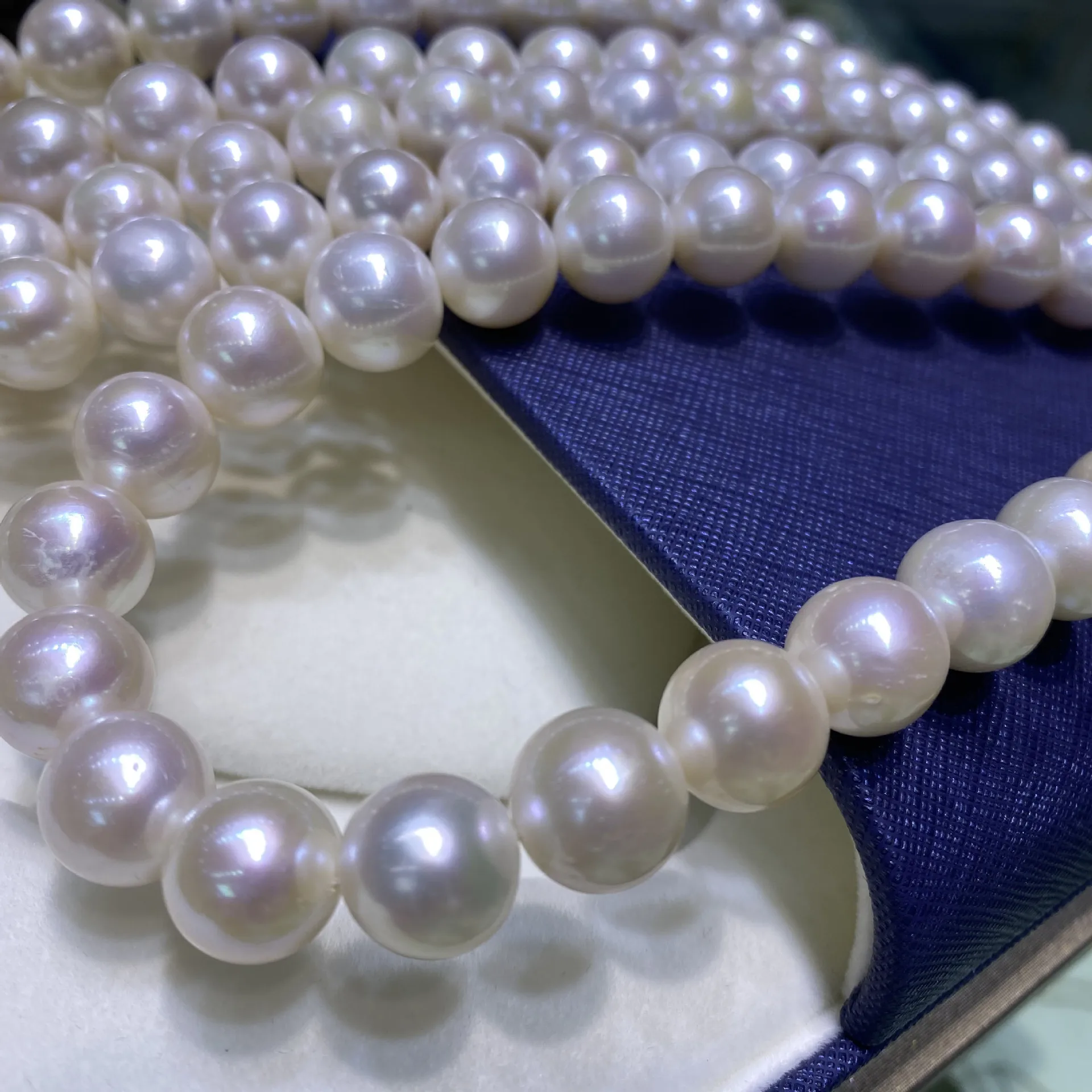 Free certificate noble Baroque AAAA+11-13mm Natural seawater akoya white  Pearl Necklace gift box 925s  18inch