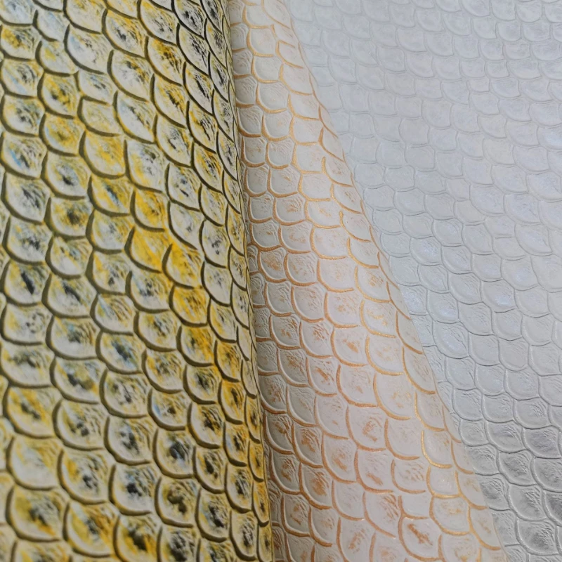PU Embossed Colored Fish Scale Fabric 1.0mm Thick Soft Feel for DIY Luggage Shoes Notebooks Clothing Belts 1Yards