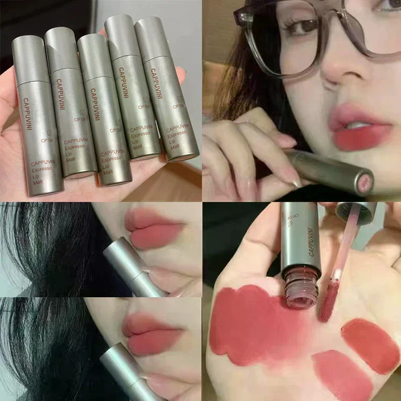 Mini Silver Tube Single Velvet Matte Mist Lip Gloss Waterproof Non-Stick Cup Lip Glaze Smudge Proof Not Fade Liquid Lipstick