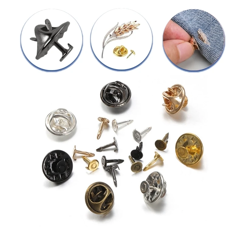 50Pcs Butterfly Clasp Metal Brooch Pin Back Squeeze Badge Holder Clutch Care Cap For DIY Craft Material Ornament Making Supplies