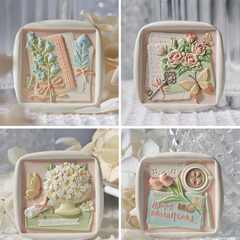 

New 3D Brass Wax Seal Stamp Head 30mm Hydrangea Square Embossed Seal Toy DIY Personalized Scrapbook Wedding Invitation Sealing