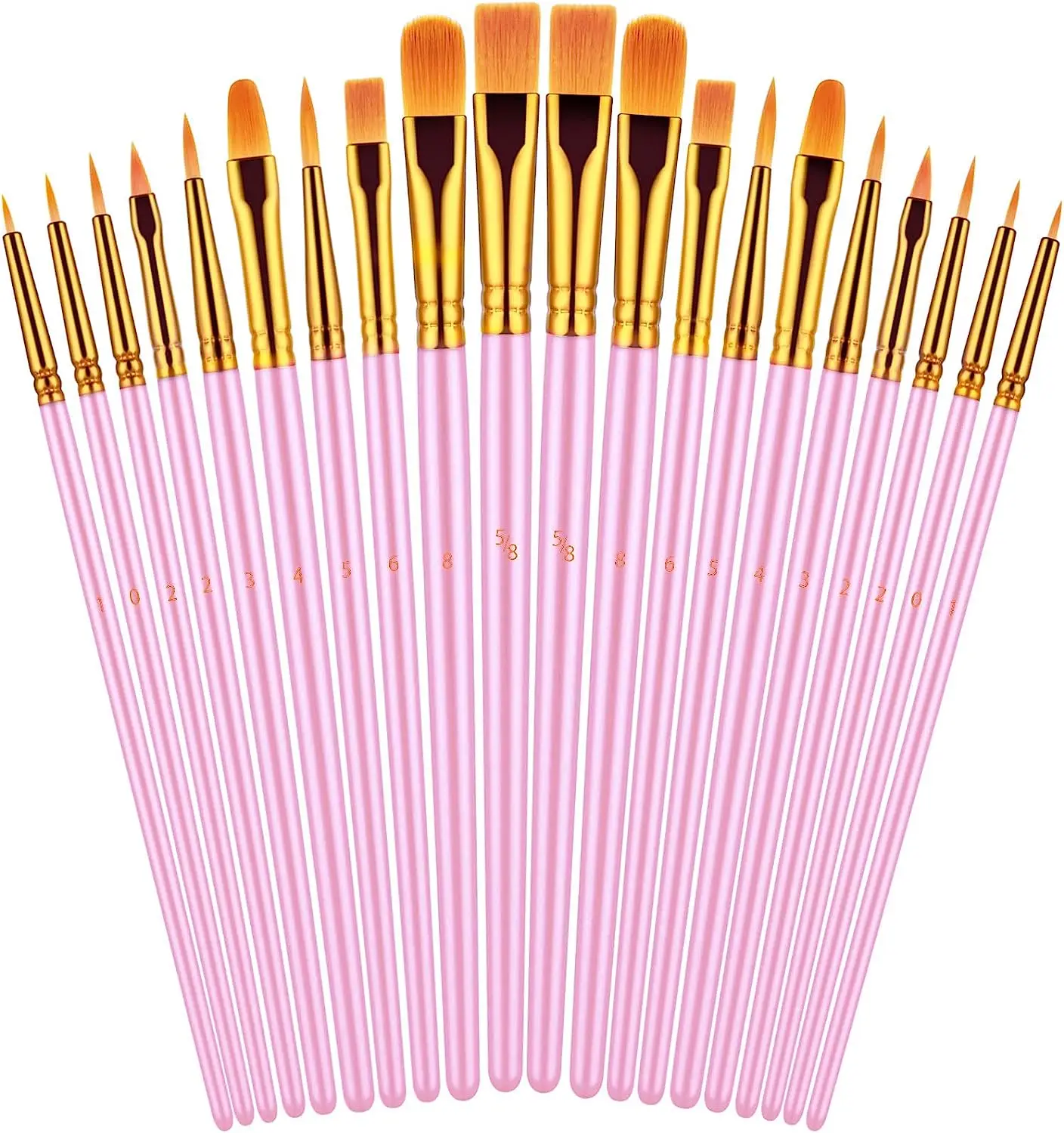 

20 Pcs Acrylic Paint Brushes, Round Pointed Tip Paintbrushes Nylon Hair Artist Acrylic Paint Brushes for Acrylic Paint Kits