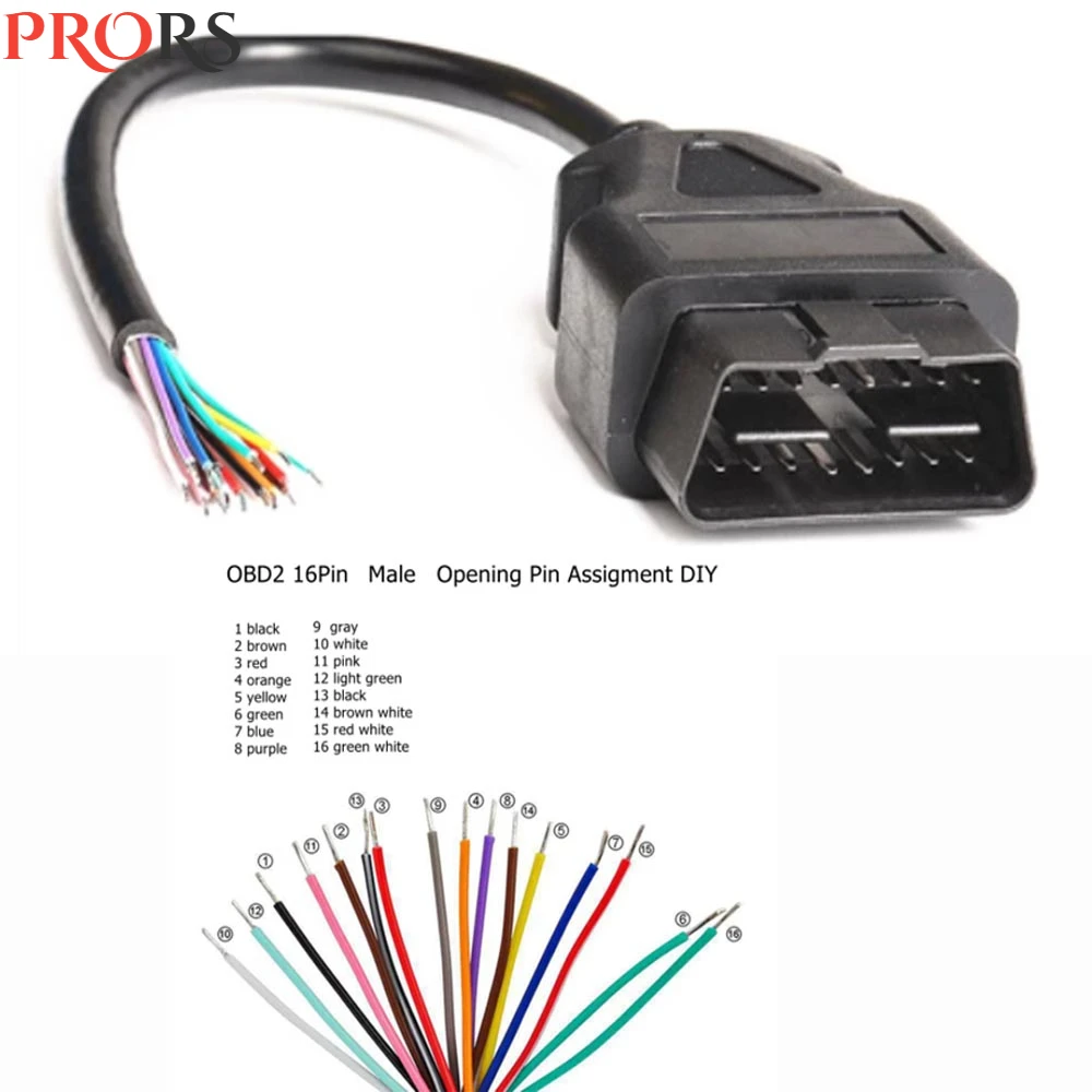 

NEW OBD2 16Pin Male Plug Connector Auto Scanner Cables OBDII 16Pin Female Extension Cable 30CM Male/Female Opening Male Cable