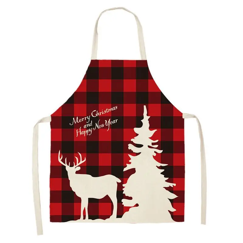 Christmas decoration apron anti-fouling and oil-proof cotton linen kitchen restaurant cooking baking bib