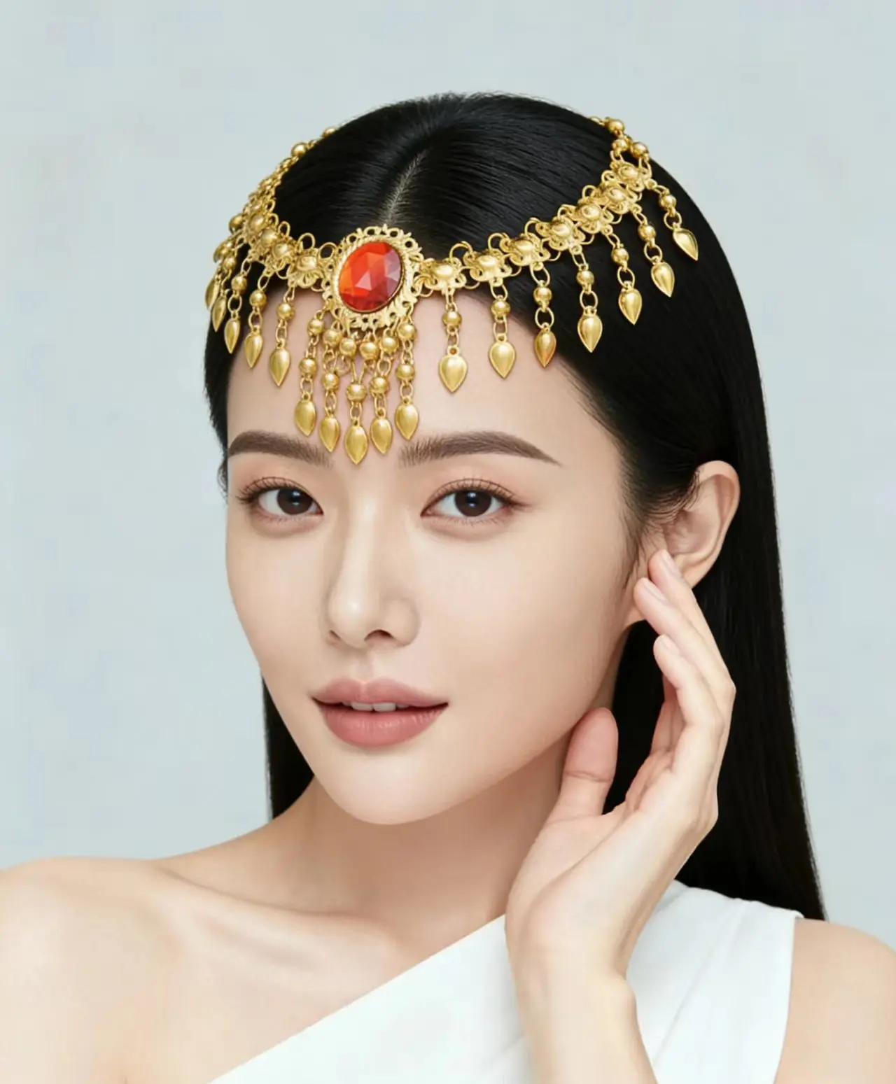 

Luxury Gold-Plated Bridal Headpiece with Embellished Fringe Festive Gift for Ladies Jewelry Accessories