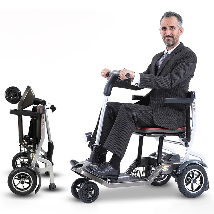 Best Selling HF2 Portable Folding Electric Scooter for the elderly 4 wheel mobile with 10 inch tires Unisex Battery Smart