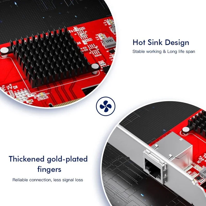 Pcie 4x lan 10000M Converter Adapter Server Network Card PCI-E X4 Single Electrical Port RJ45 10G Network Card  AQC107 Chipset