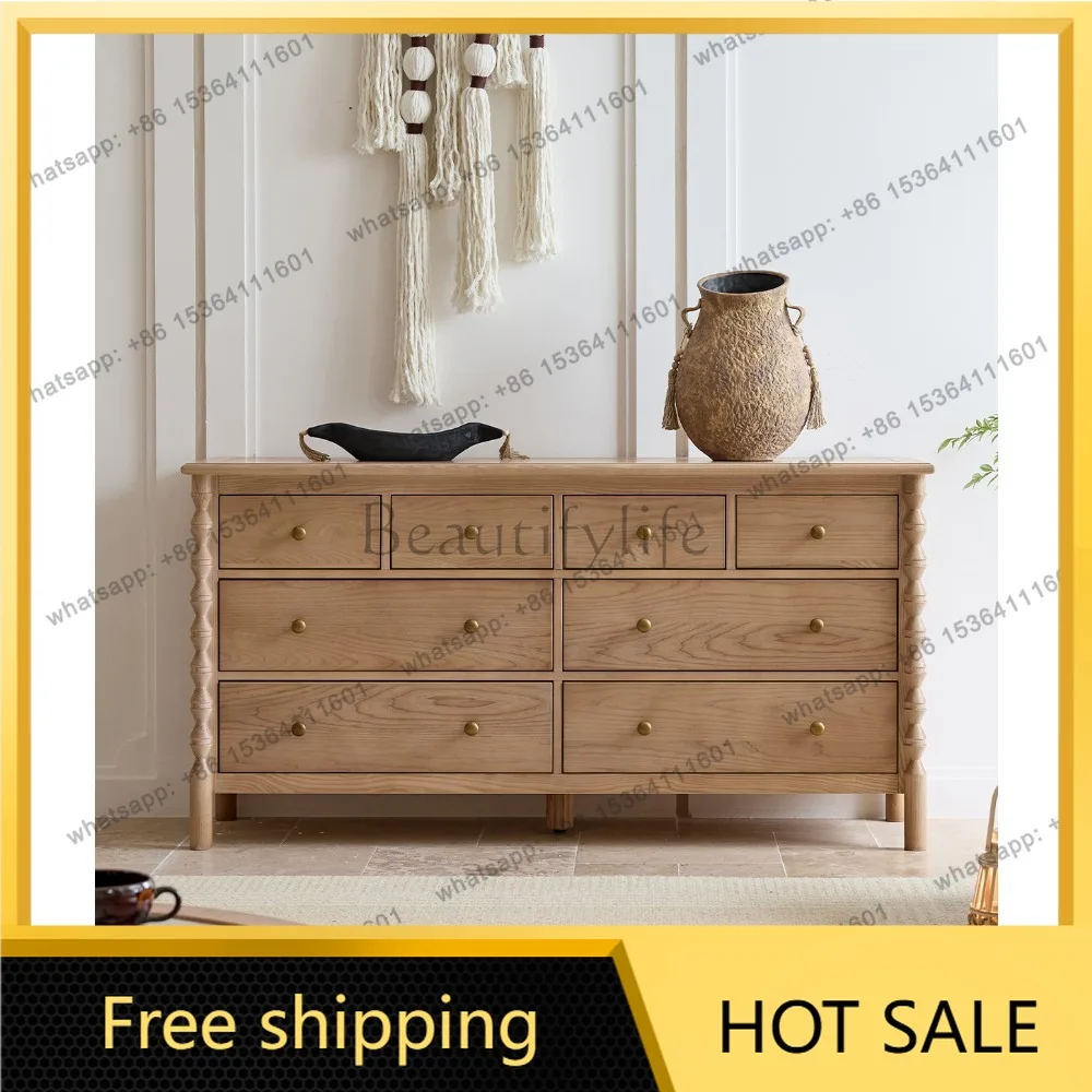 FG 2026 new solid wood French natural wind living room against the wall, bedside dining cabinet