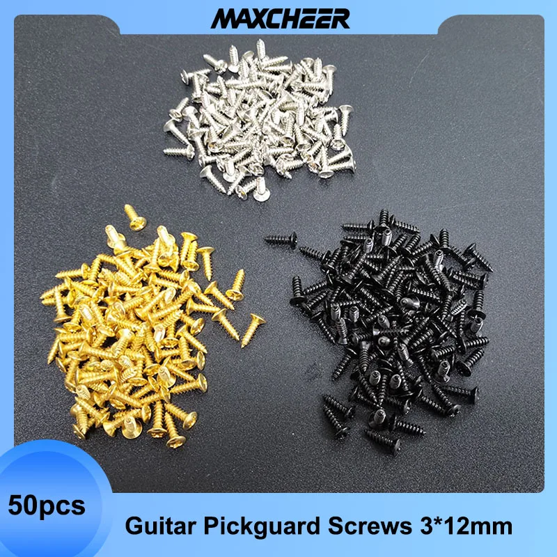 

50pcs ST TL Style Electric Bass Guitar Pickguard Screws 3*12mm Cavity Cover Jack Cover Plate Screw Guitar Accessories