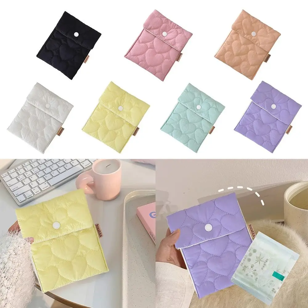 Organiser Sanitary Napkin Storage Bags Love Heart Mini Bag Physiological Period Tampon Bag Coin Purse Snap Button Bags