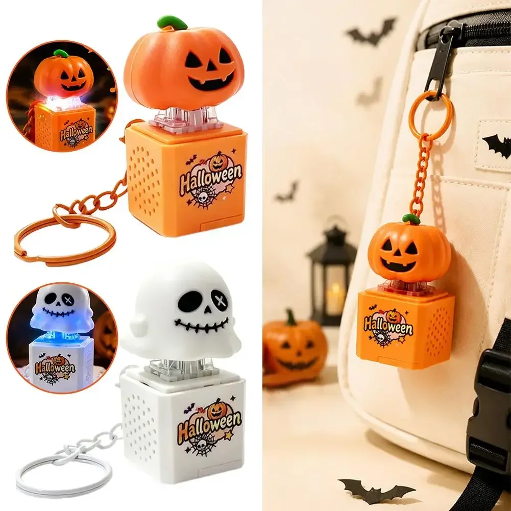 Halloween Pumpkin Glowing Keychain Keyboard Stress Relief Fidget Button Keycap Fidget Clicker Keyboard Keychain Pendant Toys