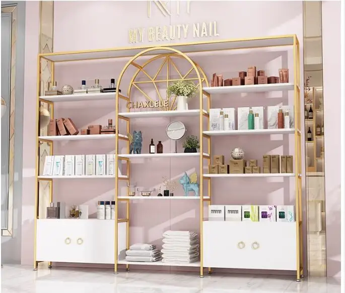 Beauty salon display rack Cosmetics display cabinet shelving