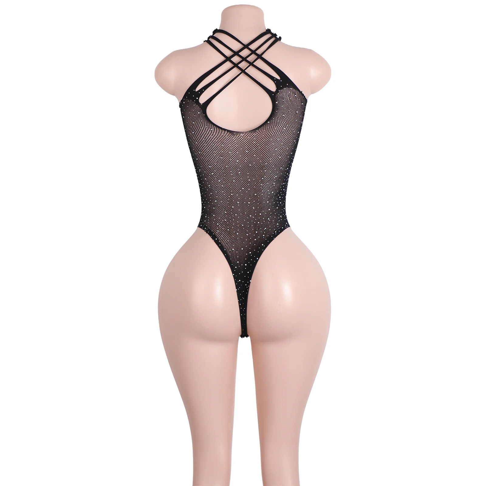 Thong Fishnet Mesh Bodysuit Sexy Lingerie Dance Outfits Exotic Clubwear Performance See-Through Costumes Apparel Event Dresses view 6
