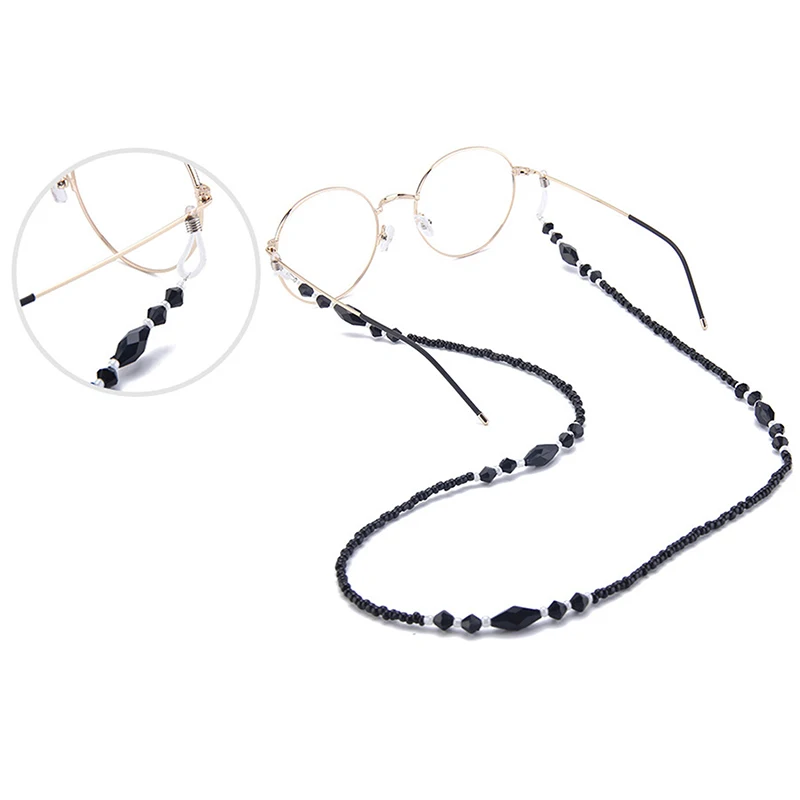 Fashion Women Eyeglass Chains Black Acrylic Beads Chains Anti-slip Eyewear Cord Holder Neck Strap Reading Glasses Rope