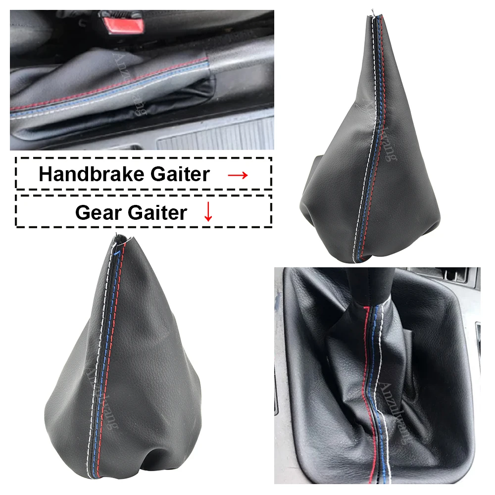 Car Shift Gear Stick Manual Handbrake Gaiter Shift Boot Black Leather Boot For BMW 3 Series E36 E46 M3 Car Styling