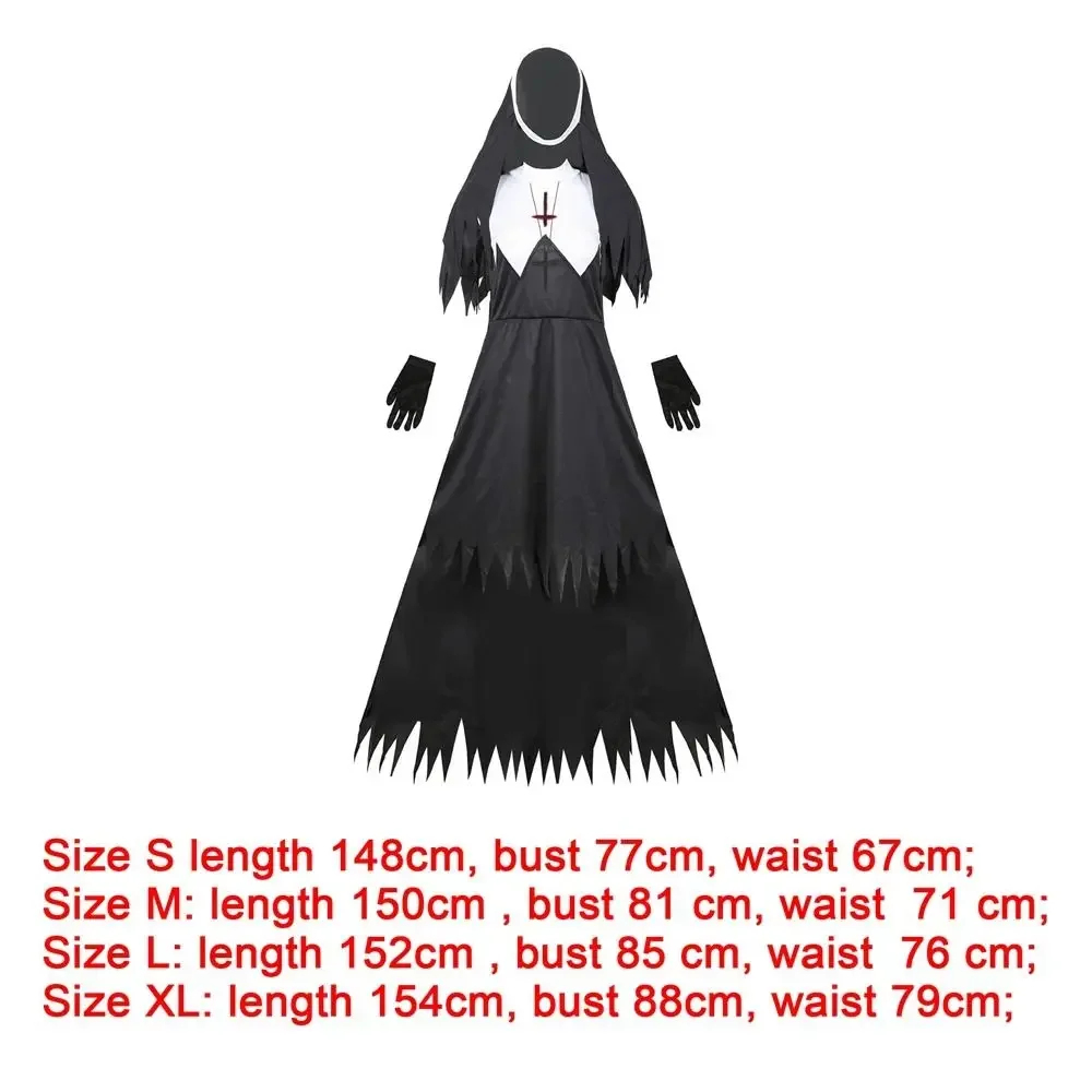 S-XL Halloween Costume The Demon Scary Sinful Sister Scary  Costumes Long Robes Lady Spooktacular Bloody Nun Cosplay Fancy Dress