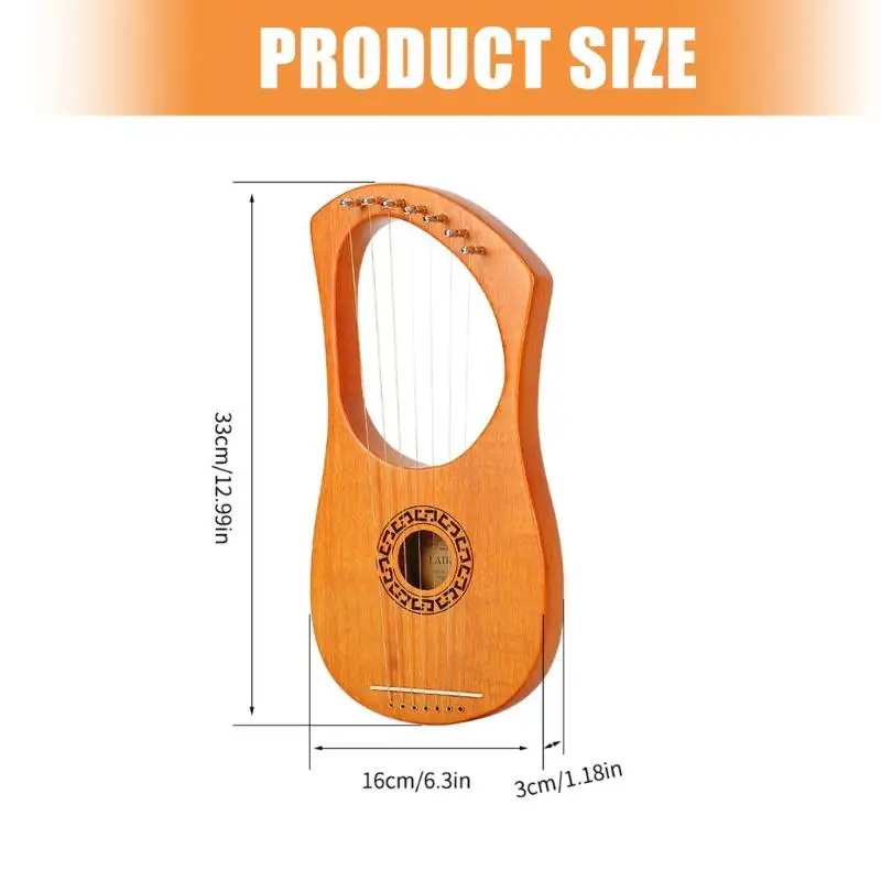 قيثارة خشبية مكونة من 7 أوتار مع صوت طبيعي دافئ، مثالية للحفلات المنزلية، تعليم الموسيقى للمبتدئين مع مواد ودية #6