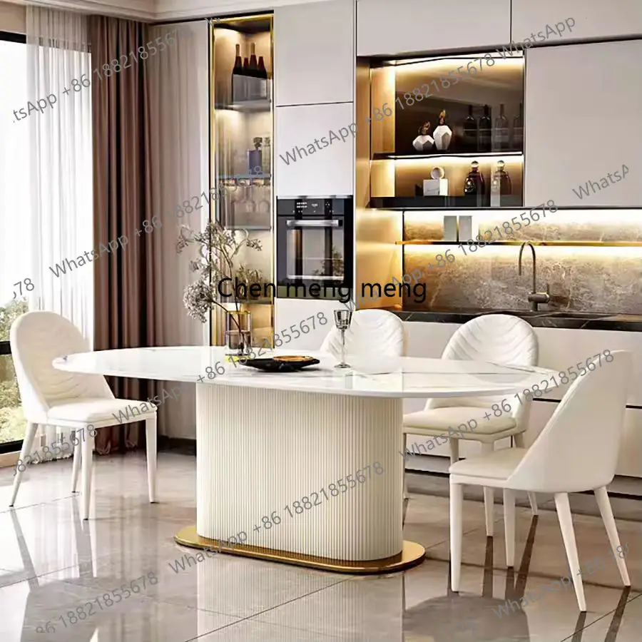 Hot Selling Modern Oval Dining Table and Chairs Marble Rectangular Modern Dining Table Set