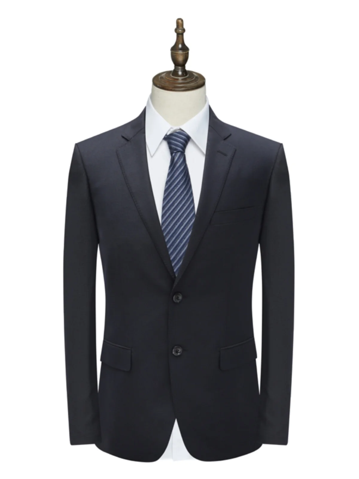 

Men's Busin Woolen Suit Jaet H24 Spring Autumn Two Button No Slit Stand Fit Long Sve Faion Urban Sle