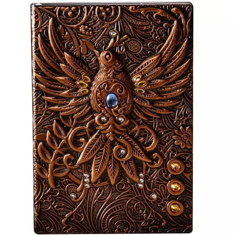 A5 Embossed Retro Notebook European Soft Leather Meeting Business  Notepad School Stationery Supplies Notebook High-ends Gifts