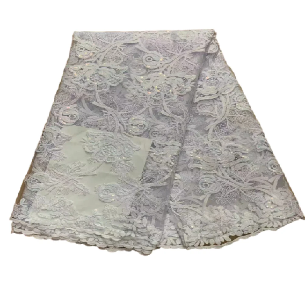 

African Lace Fabric High Quality Sequins Net Material Latest African French Lace Fabric With Sequins For Weding Dresses