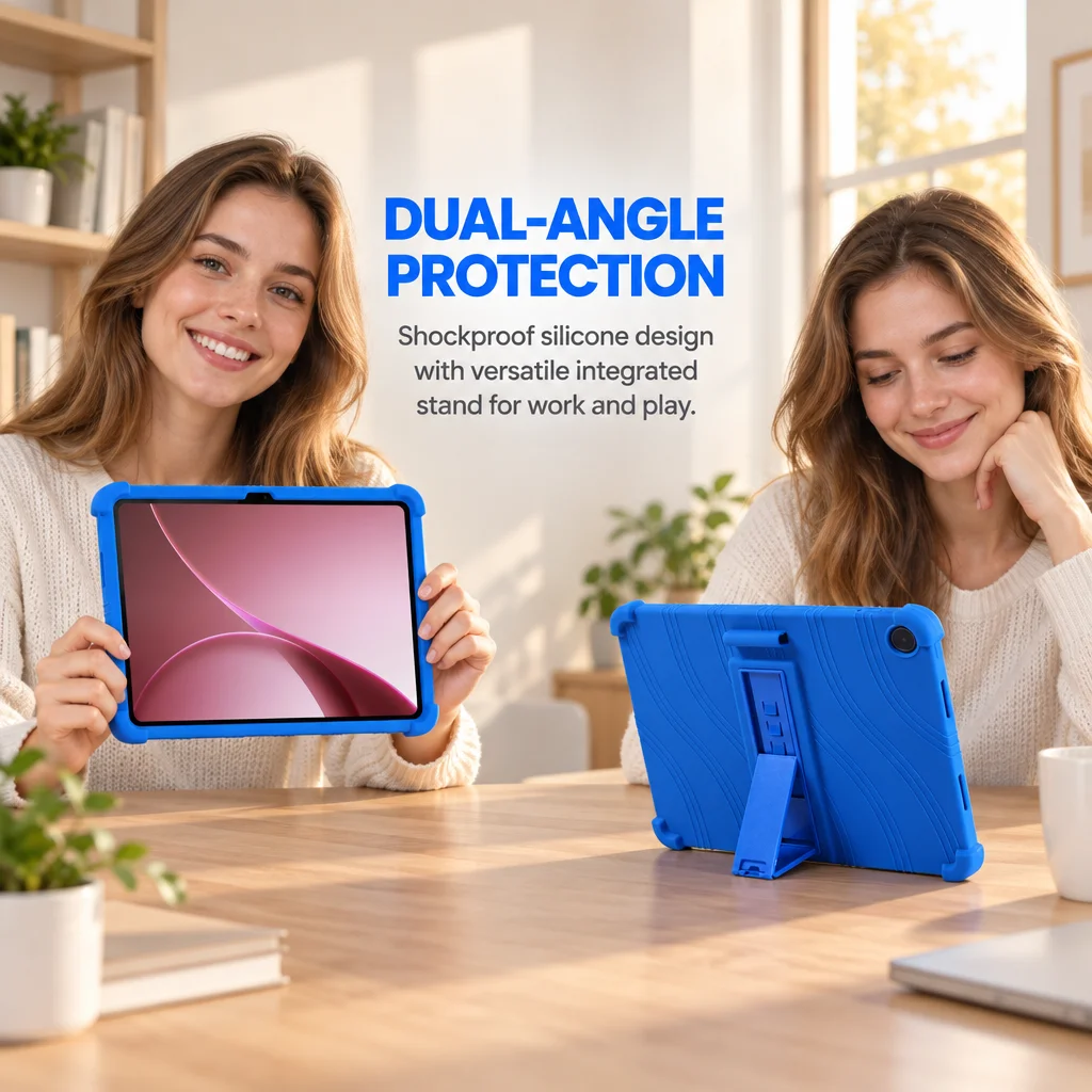 For OnePlus Pad Go 2 Tablet Case Soft Silicone Durable Protector with Adjustable Bracket - Shockproof Cover for Tablet