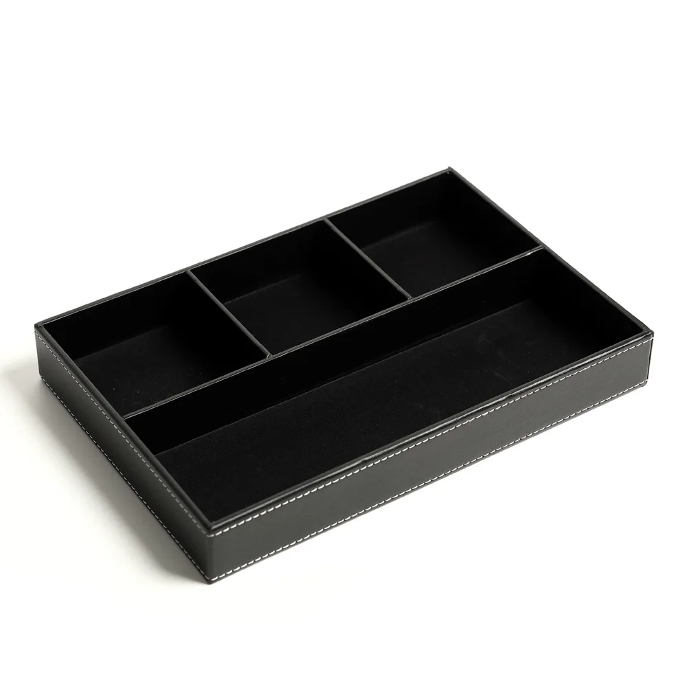 Storage Large Capacity Containers Leather Organizer Box Tray Keys Office Supplies Tabletop Stationery Organizing