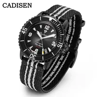 CADISEN 2025 New Automatic Mechanical Watch Man Canvas Strap Leisure Wristwatch NH35 Luxury Black Luminous Waterproof Watches