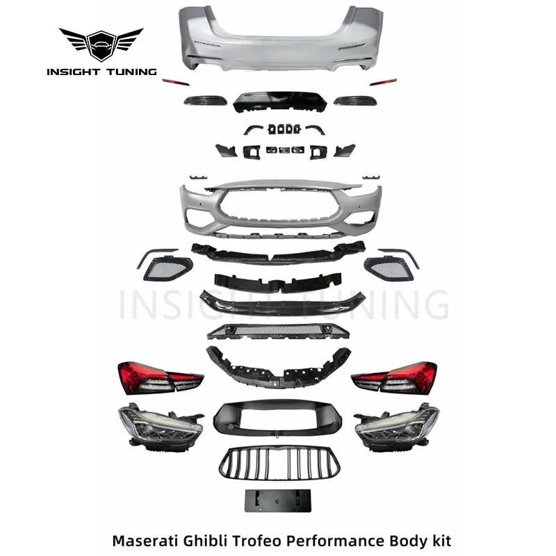 High Fitment 2014+ Car Bumper Head Light Grille Bodykit for Maserati Ghibli Trofeo Performance Body Kit