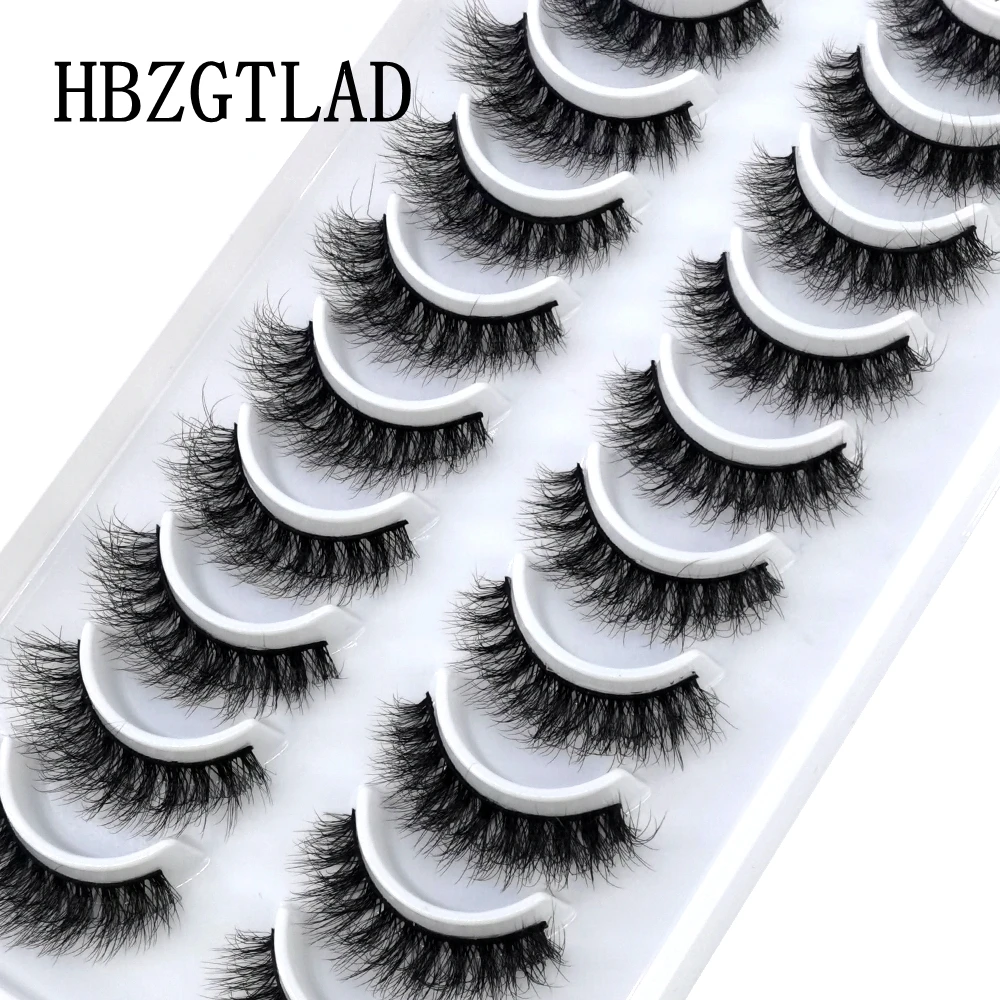 10Pairs Lashes 3D Soft False Eyelashes Natural Long Fluffy Wispy Mink Eyelashes Cat Eye Lashes Makeup Fake Eyelashes Extension