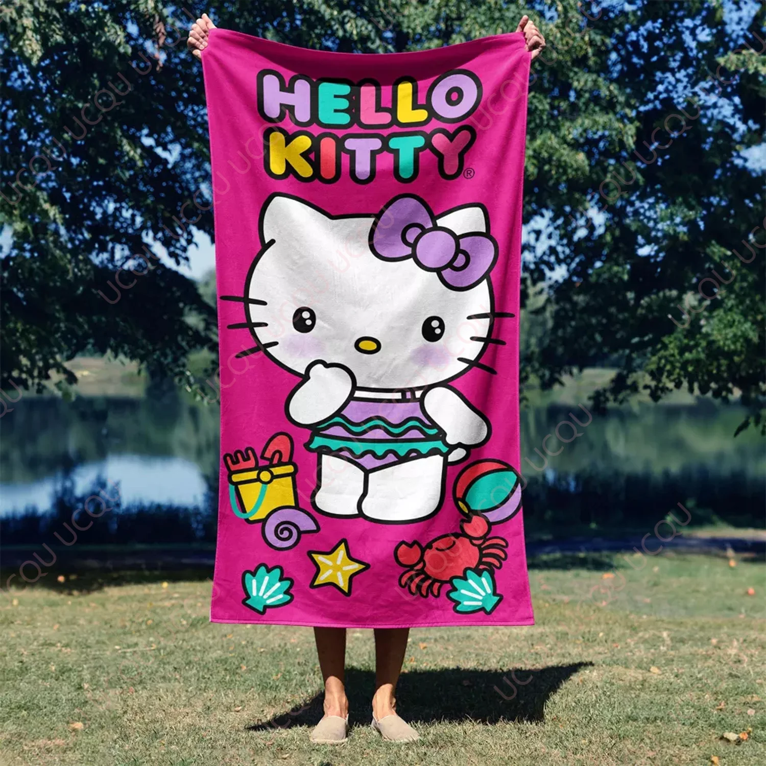 

Sanrio Hello Kitty, большое пляжное полотенце для ванны, быстросохнущее мягкое пескозащитное полотенце для бассейна, подарок для путешествий, тренажерного зала, душа, кемпинга