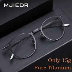 MJIEDR Ultra-light Pure Titanium Optical Spectacle Frame Retro Round Luxury Prescription Glasses Frames For Men and Women UF0