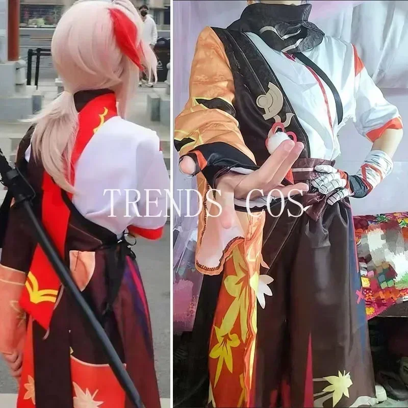 Kaedehara Kazuha Cosplay Costume, tecido texturizado, kimono Kazuha, roupa de Halloween Carnival, conjunto completo, luvas, meias, peruca para quadrinhos