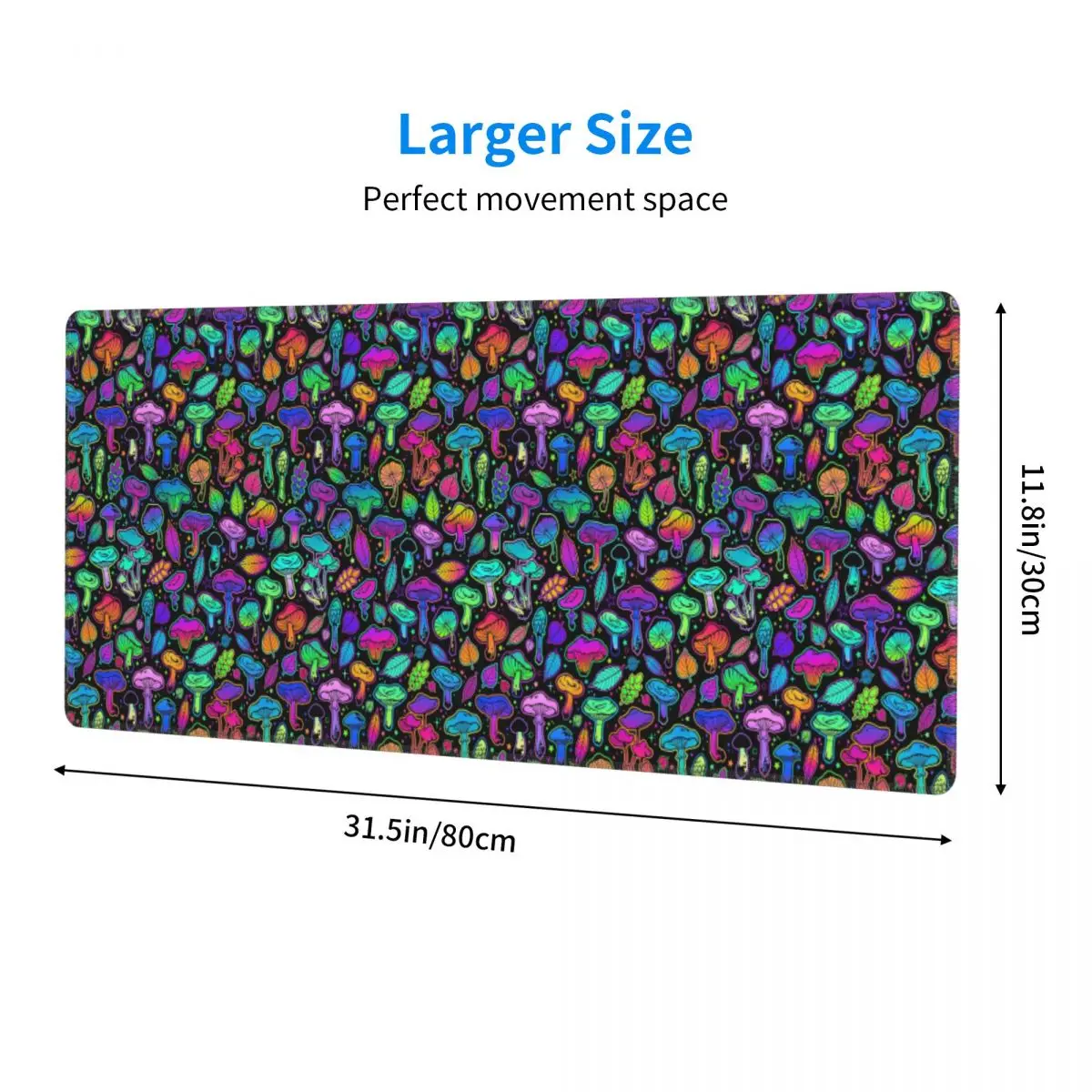 Psychedelic Magic Rainbow Mushrooms Large Mouse Pad Computer Keyboard Mouse Mat Gaming PC Laptop Desk Mat Office Table Mats