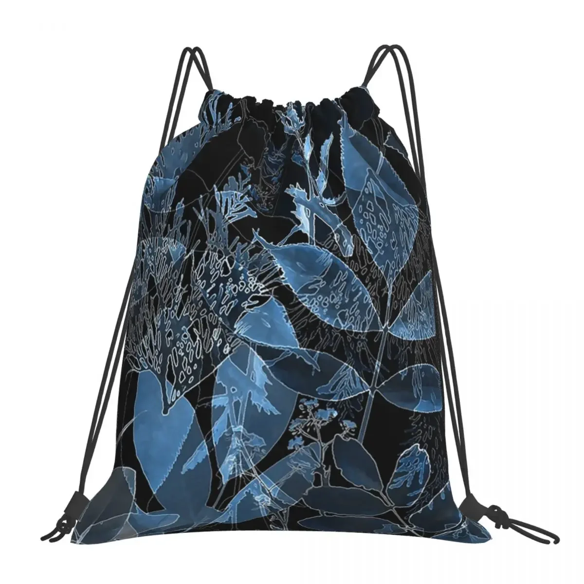 Blue Leaf Backpacks Casual Portable Drawstring Bags Drawstring Bundle Pocket Sports Bag Book Bags For Man Woman Students