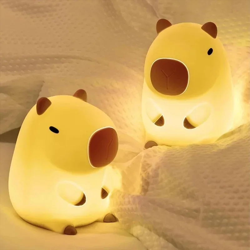 Cute Capybara Silicone Night Light, Cartoon Desktop Ornament, Bedside Sleep Lamp for Room Decor & Birthday Gift